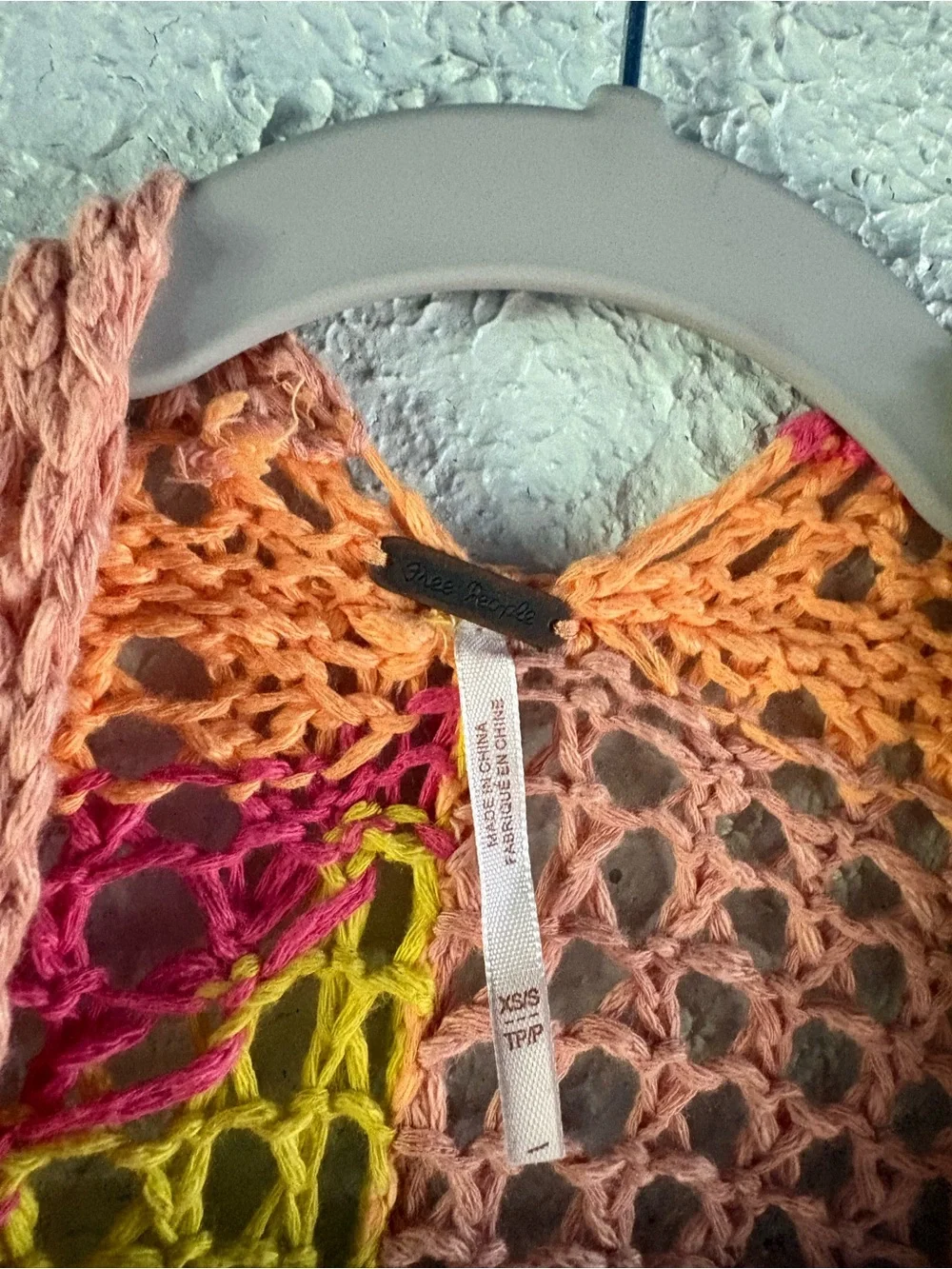 Colorblock Crochet Duster Cardigan - Pink, Orange & Yellow by Free People